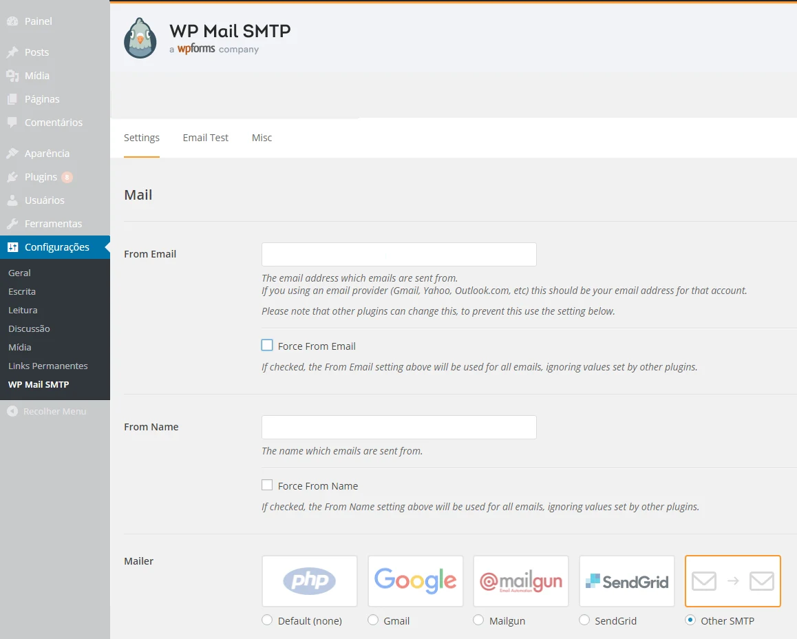 Configurando o Plugin WP Mail SMTP para Hospedagem de Sites - Imagem 01